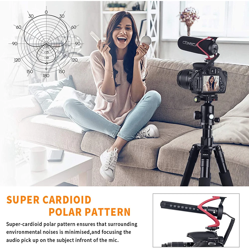 CVM-V30 LITE Video Microphone Condenser Volgging Recording Mic for Canon Nikon F