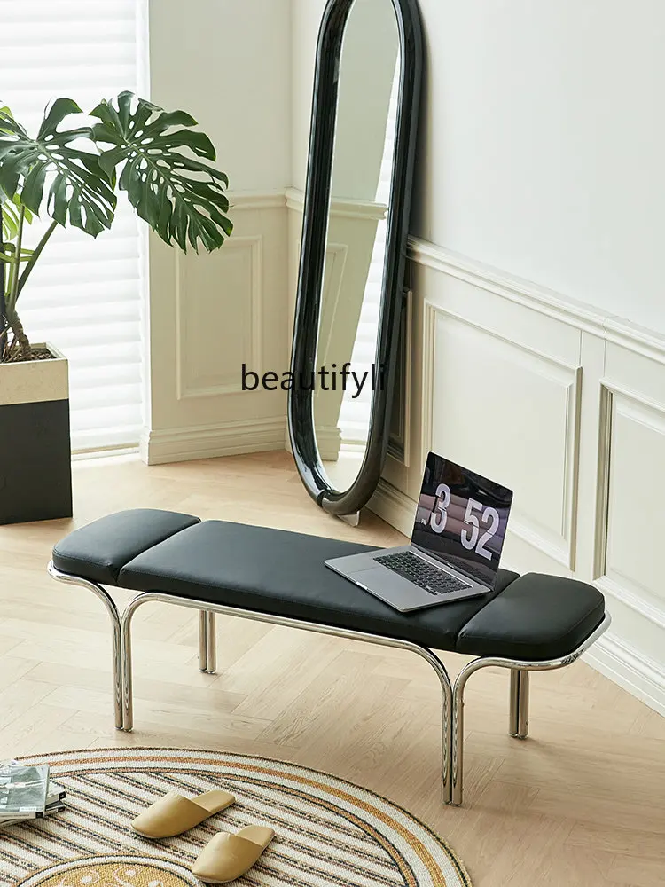 

Роскошная скамейка в итальянском стиле, скамейка в скандинавском стиле Bauhaus, Минималистичная скамейка из нержавеющей стали, стул для прихожей