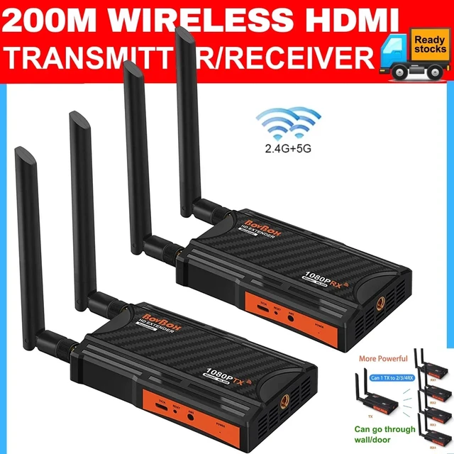 Wireless HDMI Transmitter and Receiver Kit, HDMI Wireless Extender Adapter,  1080P 60fps Video Audio Projecting for