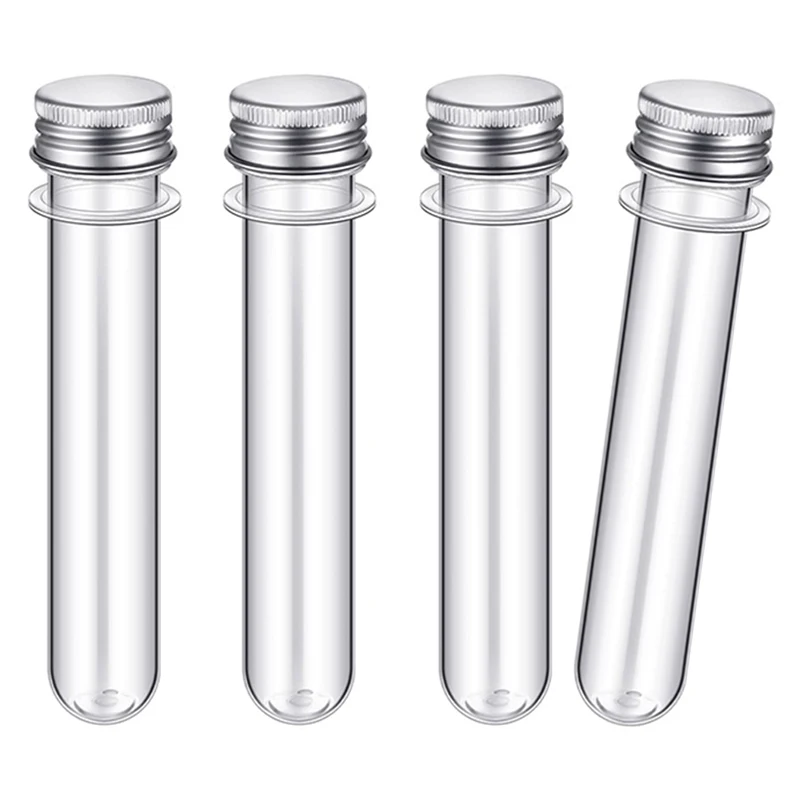 

70Pcs 40ml Plastic Test Tubes Clear and Transparent Candy Storage Containers with Screw Caps