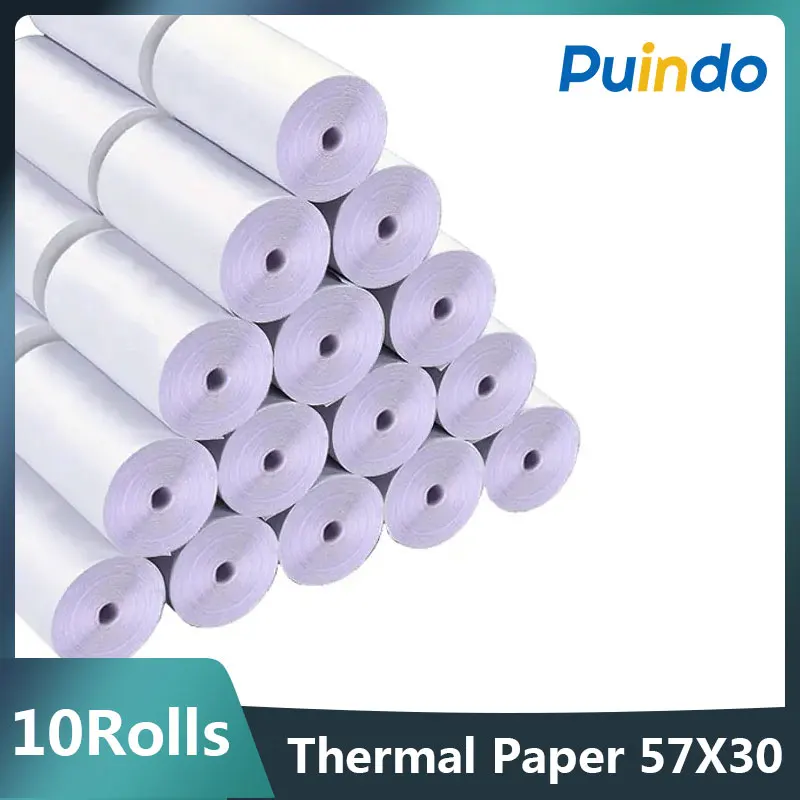 10Rolls Thermal Paper 57X30 Mm Printer POS Mobile Bluetooth Mesin Kasir Gulungan Kertas untuk Paperang & Perhalaman Mini Printer