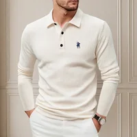Polo haut de gamme brodé à manches longues pour homme, vêtement d'automne, nouveau, confortable et respirant, t-shirt décontracté de marque 3