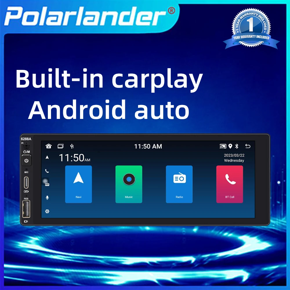 

Automotive Radio 1 DIN 6.9" Multimedia GPS Mirror Link WIFI IPS Screen Wireless Carplay, Android Auto 2+32G AI Voice Bluetooth