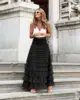 2024 New Casual Womens Solid Ball Gown Long Skirt Tulle High Waist Pleated Elegant Ladies Wild Mesh Dating Maxi Skirts Drop 6