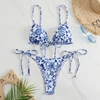 2025 New Small Fresh Floral Women's Sexy Lace-up Bikini Beach Triangle Split Swimsuit
