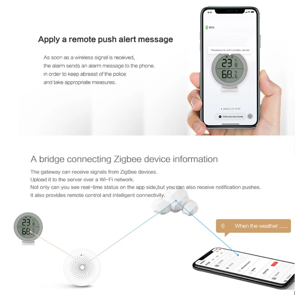 Tuya Zigbee Temperature Humidity Sensor High Precision Sensor Seedling Fermentation Remote Monitoring With Wire Probe