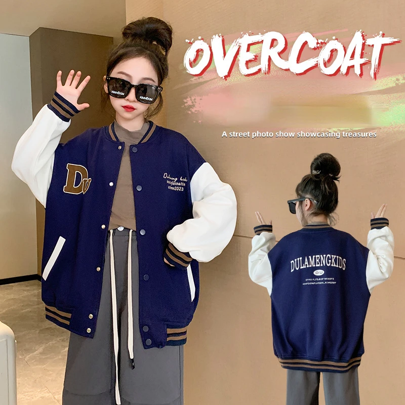 

Teen Girls Fashion Bomber Jackets Spring Fall Kids Baseball Uniform School Children Coats Casual Outerwear 6 8 10 11 12 14 Years