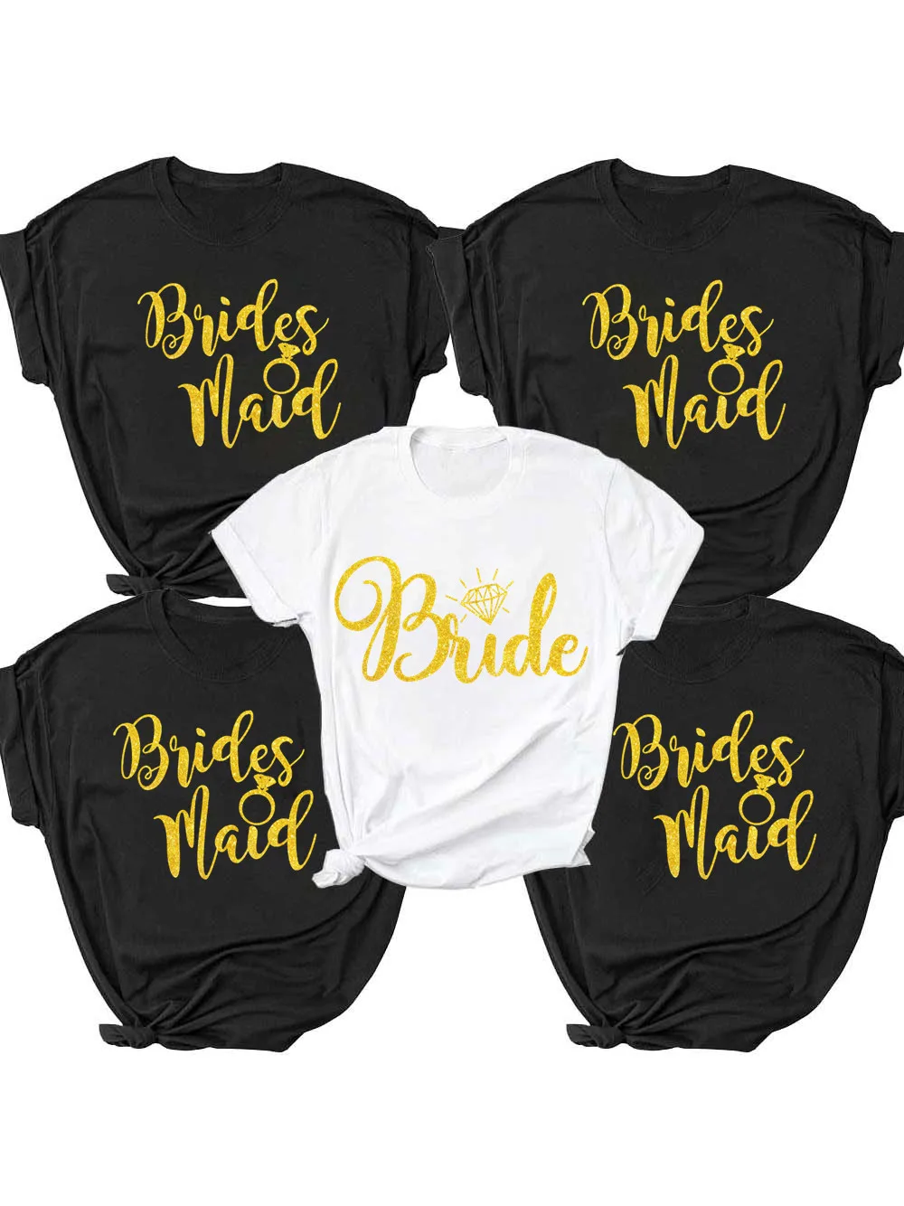 

Women Bride Bachelorette Party Brides Team Maid of Honor T-shirt Summer Girl Casual Wedding Female Tops Tees Camisetas Mujer