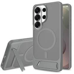 Skin Feeling Shockproof Magnetic Case with Strip Stand and Wireless Charging Support - Galaxy S23 Ultra (GRAY)