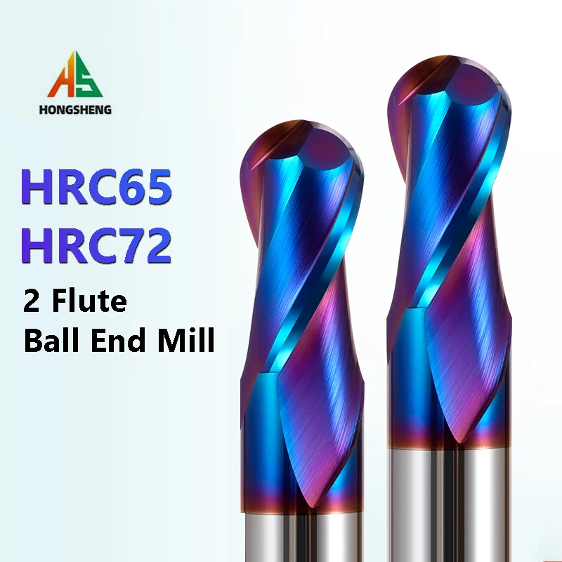 Carbide end mill HRC65 HRC70 High Hardness Ball Nose End Mill Tungsten Carbide Cutter CNC Router Bit Milling Tool R0.5 6mm 8mm 10mm 12mm Metal