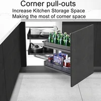 ตะกร้าใส่ของขนาดเล็ก, ตู้เก็บของ, ตะกร้าเข้ามุมแบบสองชั้น, ชั้นวางของในครัวแบบกึ่งเปิด, ชั้นวางของเข้ามุม 1