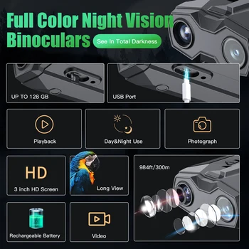 4k Night Vision Binoculars 1968ft Viewing Range 20 Digital Zoom Rechargeable Battery 3 Inch Screen For Hunting Camping Security 2