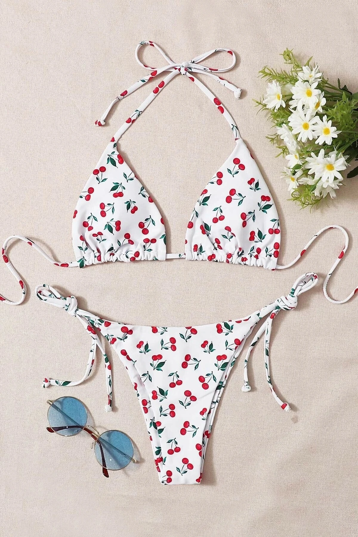 Women's Swimsuit Bikinis Women's White Cherry Bikini Bikinis Set AliExpress