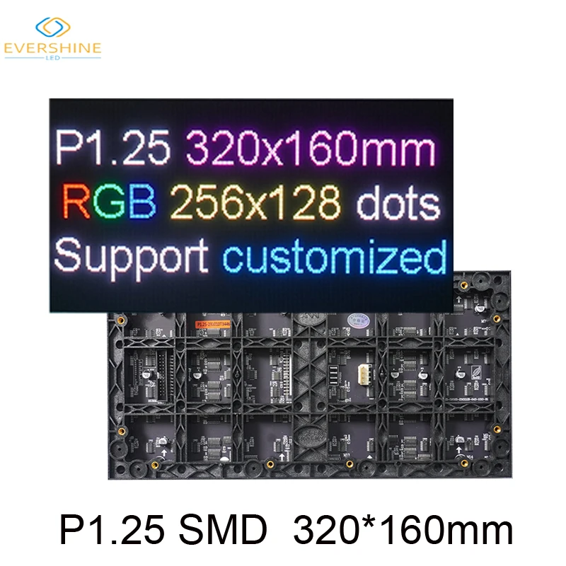 Small Pitch LED P1.25 Indoor Full Color Module Matrix Bread 320x160mm 256x128 Pixels 26Pin Display Screen 1/64Scan