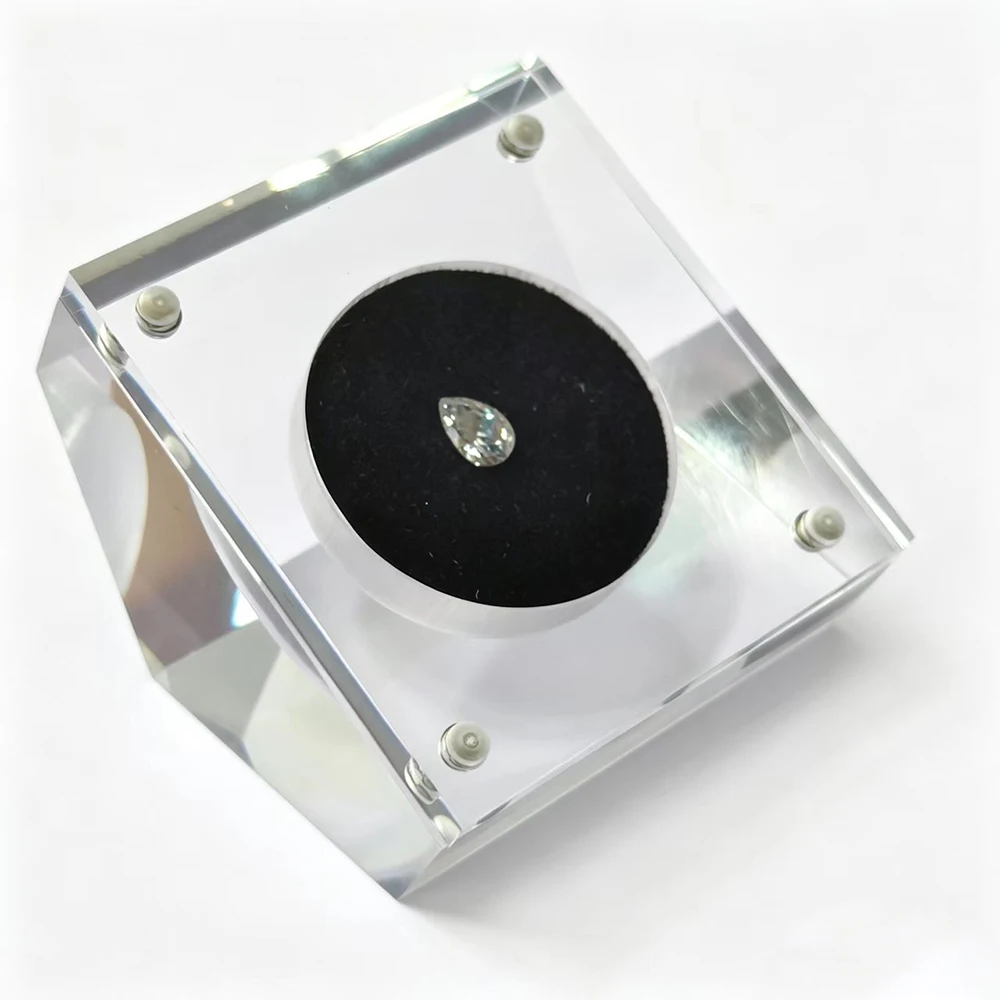 Acrylic Diamonds Storage Box Transperant Gem Stone Packaging Box Black and White Sponge Pad Bare Stone Jewelry Display Tray