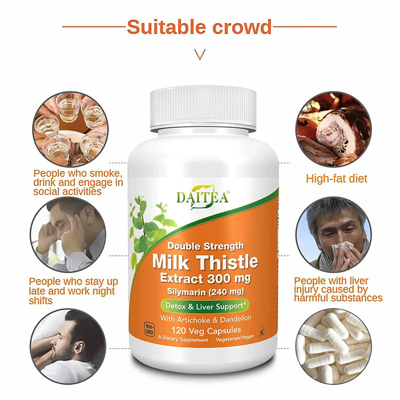 Milk Thistle Artichoke Dandelion Dual Action Milk Thistle Extract 300mg Liver Protectant Fatty Liver Supplement Alcoholism