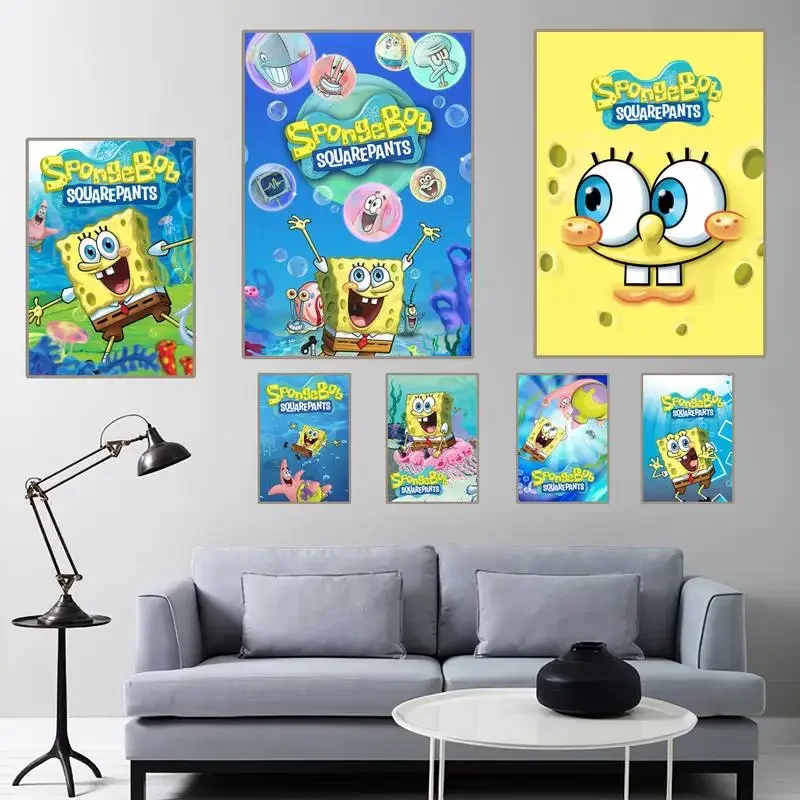 Sponge B-Bob Cartoon Poster Gift Home Decor Picture For Living Room Bedroom Small