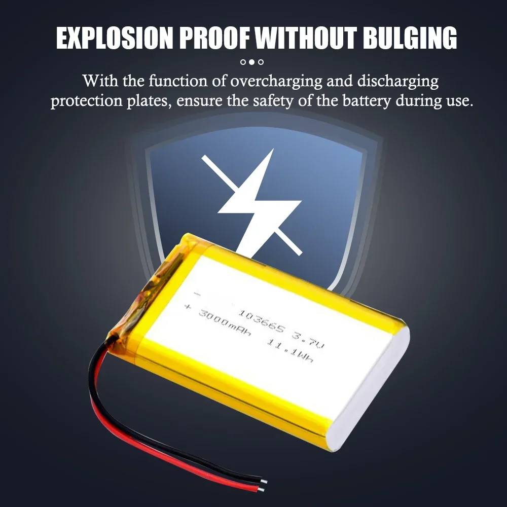 103665 Battery 3.7V 3000mAh Polymer Lithium Batteries for Bluetooth Keyboard Tablet PC Dvd Speaker Digital Camera - 5