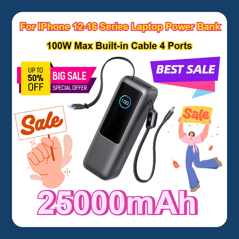 High Capacity 25000mAh Power Bank for iPhone 12-16