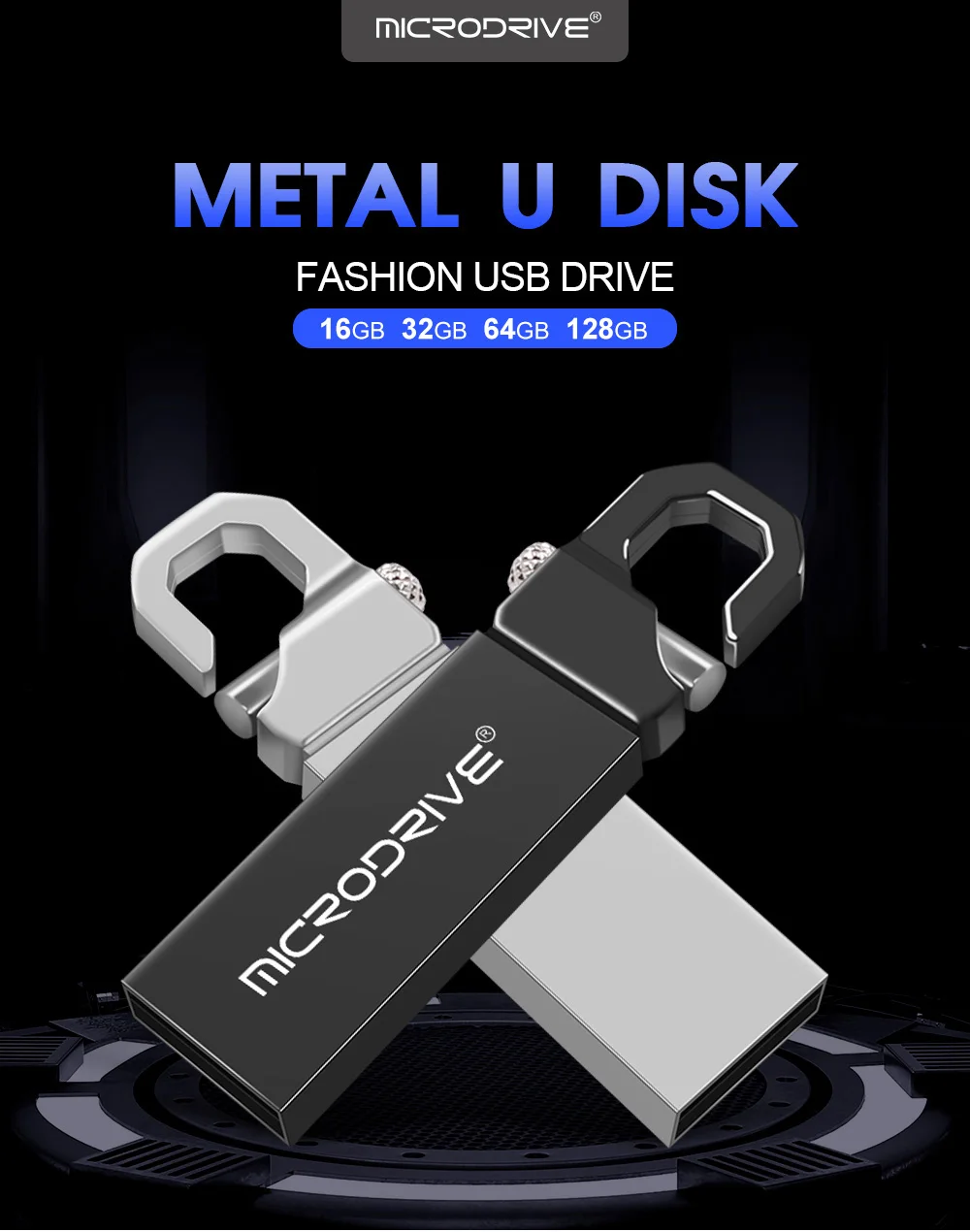Mini Metal USB Flash Drives 128GB 64GB High Speed Memory Stick Golden Silver Pen Drive 32GB 16GB Creative Business Gift Pendrive