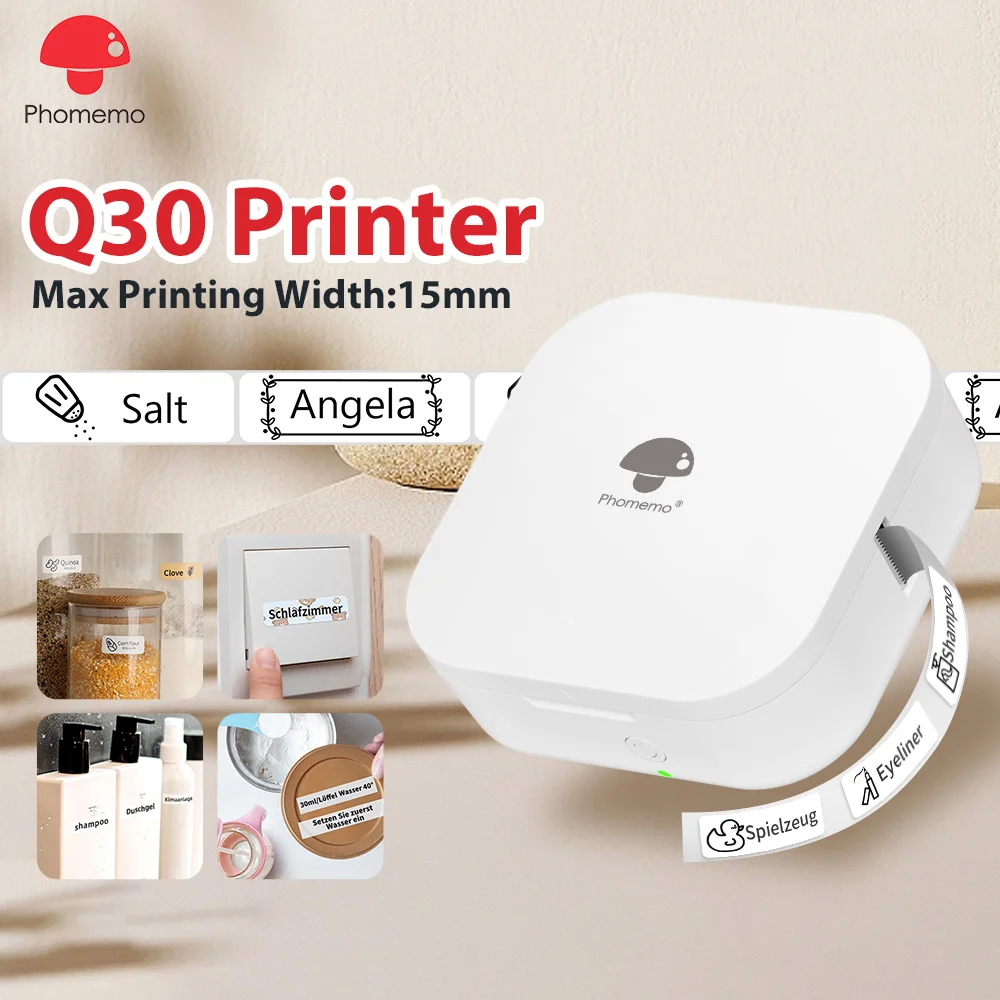 Máquina Label Maker Mini Pocket Impressora Térmica Faça Você Mesmo Data Etiqueta Máquina de Etiquetas sem Fio Vários Papel Phomemo-q30