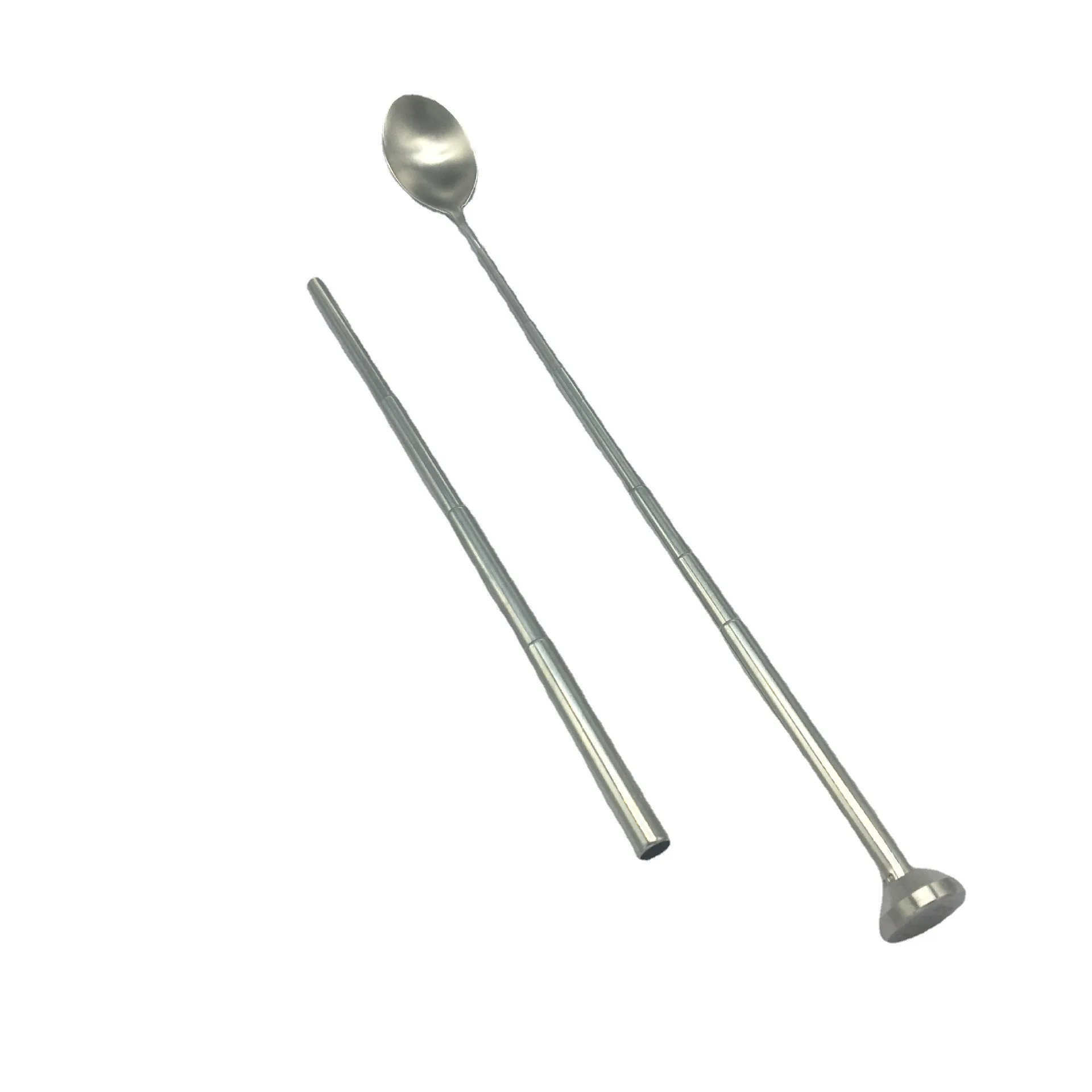 1Pc 304 Stainless Steel Silver Telescopic Handle Spoons Portable Stirring Spoons Bar Bartending Drinks Mixing Telescopic