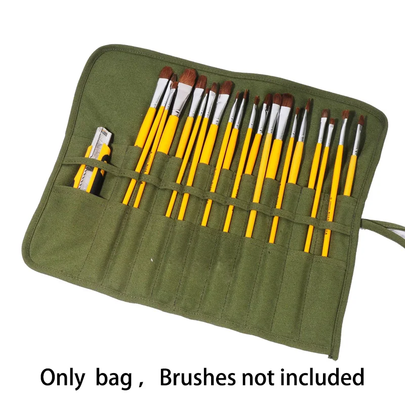 תיק אחסון קנבס למברשות ציור, 22 חריצים בצבעי מים וגואש, תיק אחסון למברשות קליגרפיה, תיק עט מתקפל