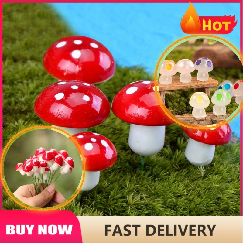 

10/20/30pcs Red Mushroon Garden Decoration Micro Landscape Crafts Succulents Fence Potted Home Decorations Yard Garden Decors