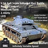 1:16 Metal Launch Bullet Battle Wireless Control Tank 320° Rotate Turret Sound Effect Lighting Barrel Up&Down Simulation RC Tank 1