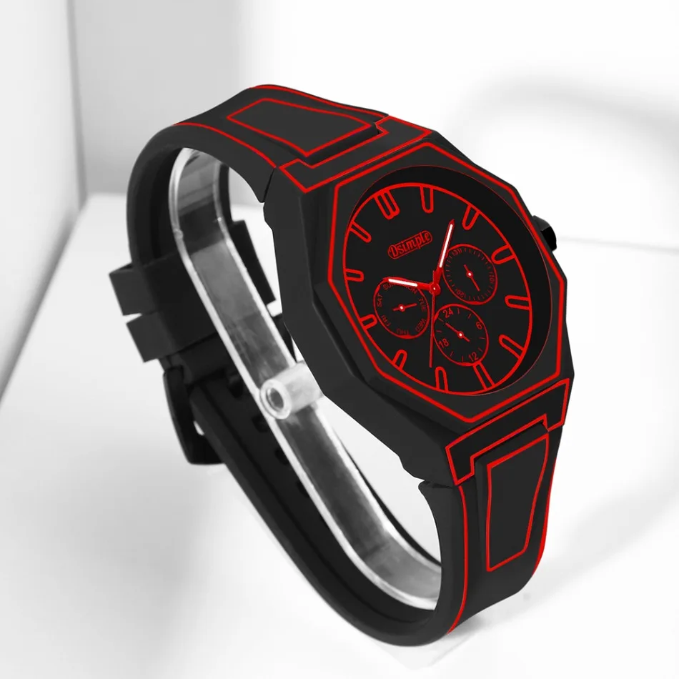 Elegante Herren-Quarzuhr – Silikonarmband, Analoganzeige, Weihnachts- und Halloween-Geschenk, kreative Armbanduhr, Herren-Geschenk – Detail 7