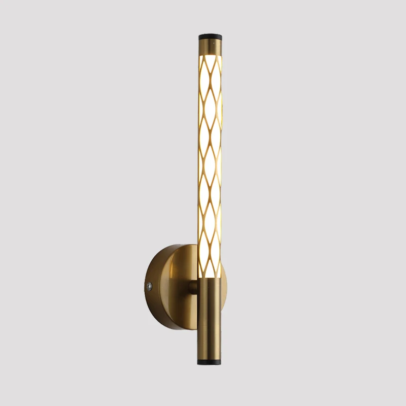 

The Background Wall Of The Bedroom Is Extremely Simple, And The Bedside Lamp Emits a Hollow Led Wall Lamp With Golden Color