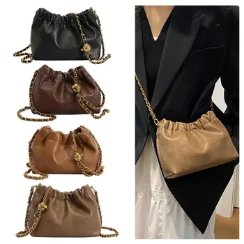 Borsa a Tracolla da Donna in Pelle PU, Borsa Hobo alla Moda, Borsa a Secchiello Retrò, Borsa a Tracolla Coreana di Alta Gamma con Catena, Novità 2026
