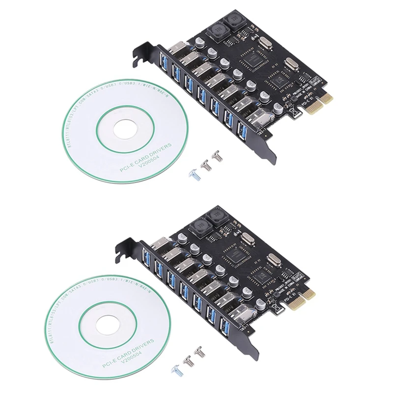 

2 шт., USB 3.0 PCI-E карта расширения с 7 портами