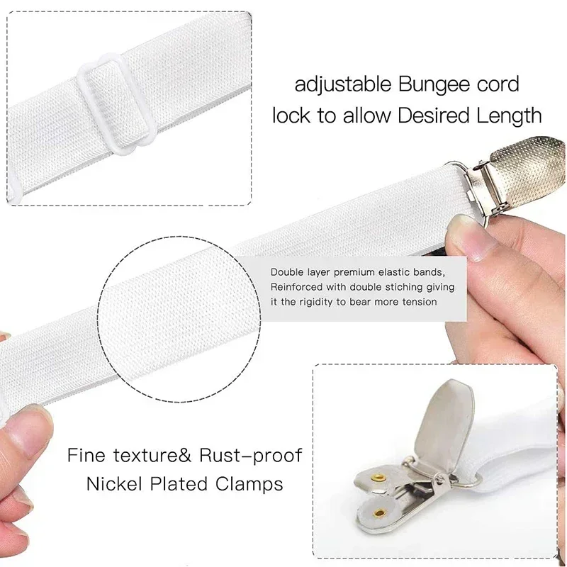 Bed Sheet Holder Bed Sheet Clips Sheet Clips 12 Clips Elastic Bed Sheet Grippers Belt Fastener Non-Slip Strap Mattress Clip Fasteners Cover Blankets Grippers Organize Gadget