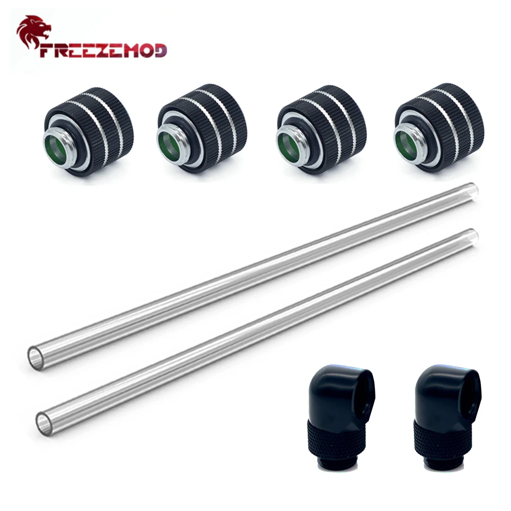 Zemod-hard Tube Fitting Kit 90 Graus Cotovelo Mão Compressão 50cm od 12 mm 14 mm 16 mm para Acrílico Petg 90 Adaptador Refrigeração a Água
