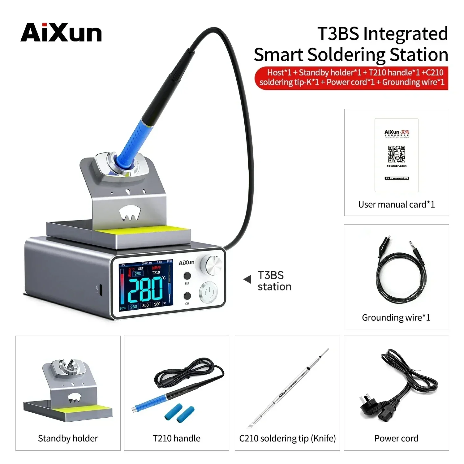 AIXUN T3A T3B 스마트 납땜 스테이션 T115/T210/T245/T12 마더 보드 PCB BGA SMD BGA 납땜 수리 도구 용 재 작업 스테이션