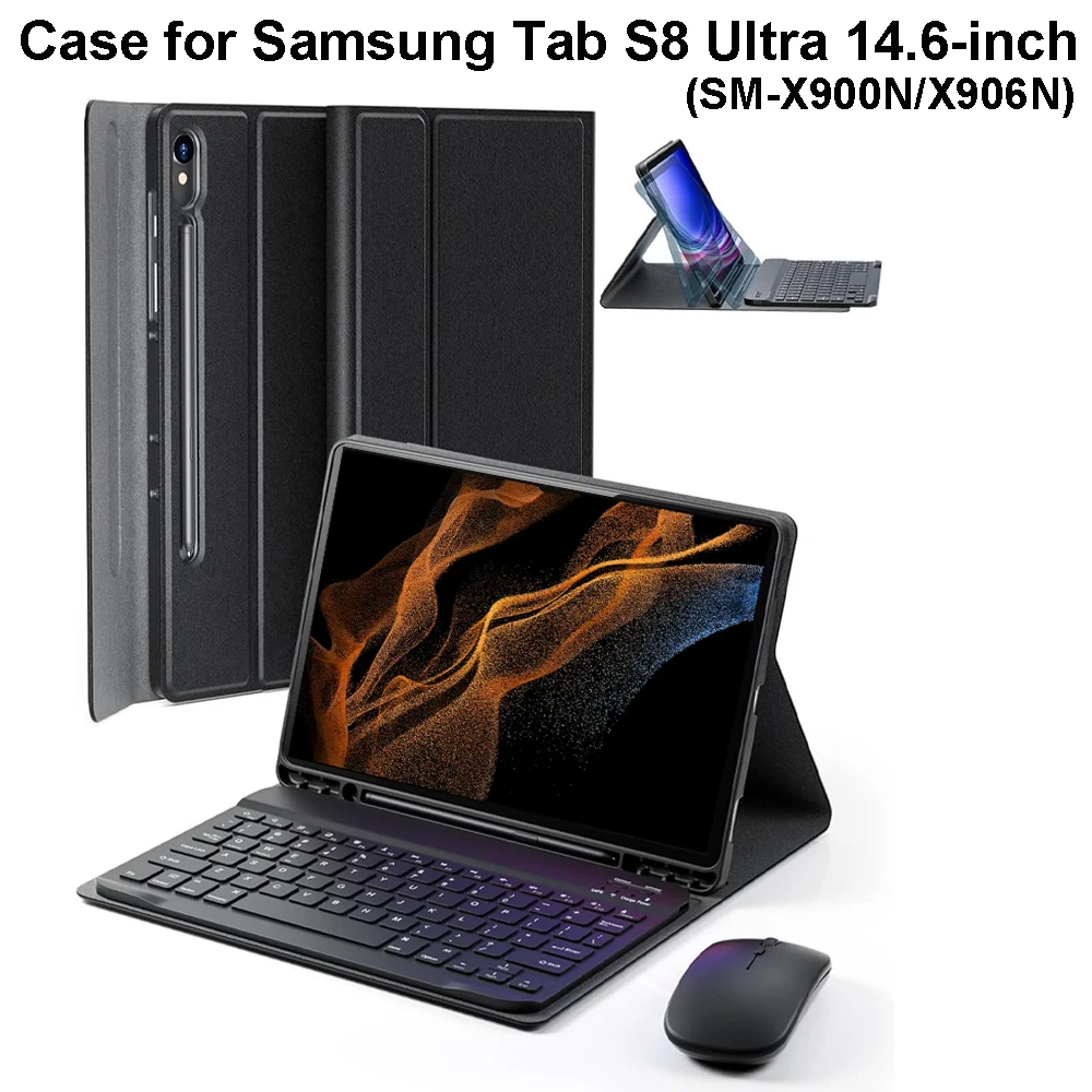 Premium Bluetooth Keyboard Case for Samsung Galaxy Tab S8 Ultra 14.6-inch Tablet