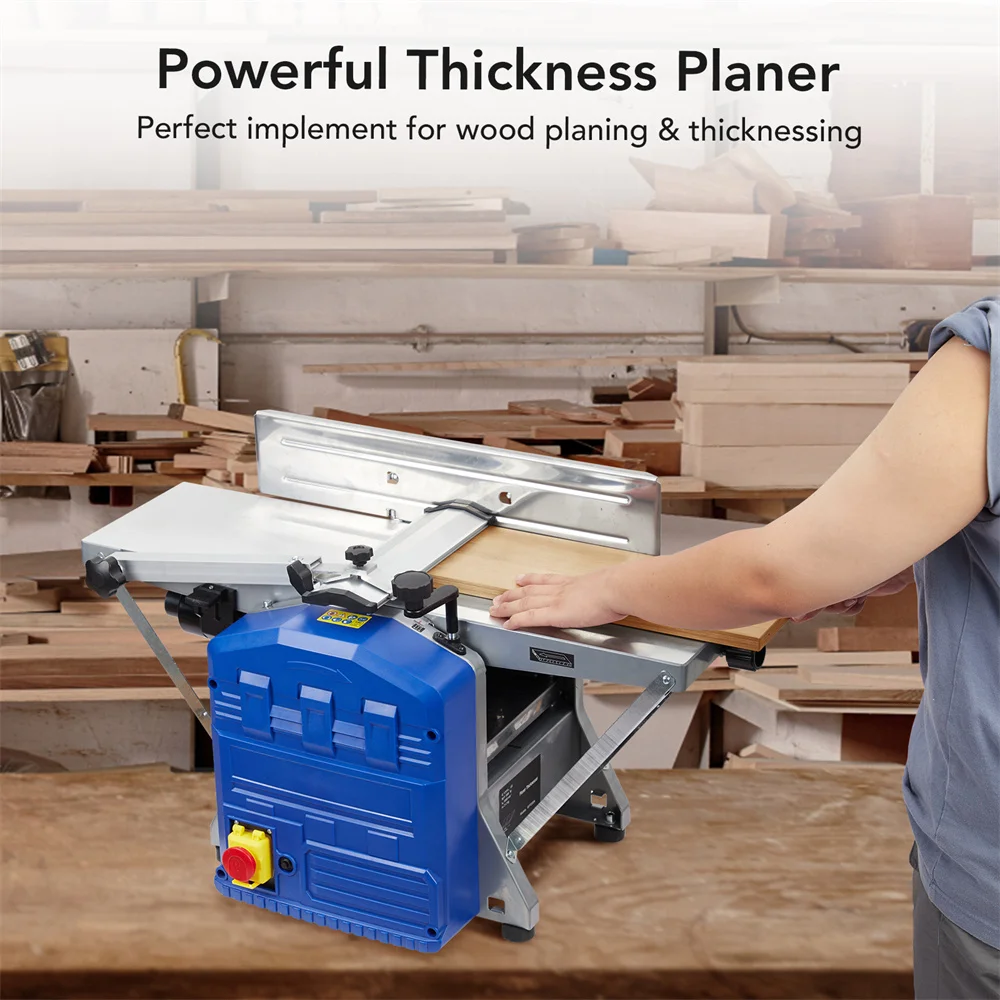 Powerful Benchtop Planer 1250W Worktable Thickness Planer with Low Noise for both Hard & Soft Wood Planing & Thicknessing 2