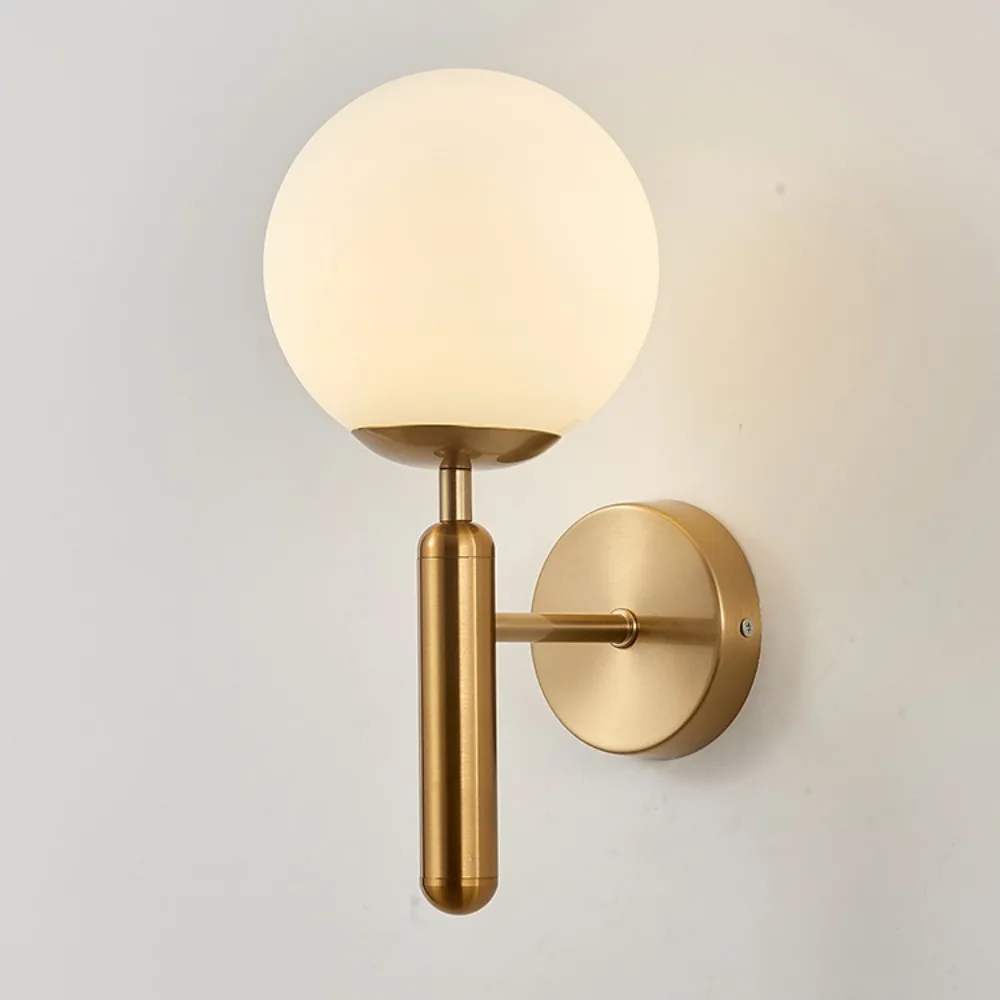 

Nordic Modern E27 LED Wall Lamp Bathroom Bedroom Copper Glass Ball Vintage Wall Light for Living Room Bedroom Corridor AC85-265V