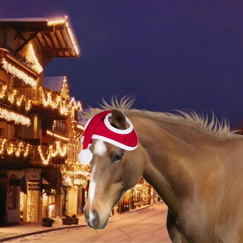 Christmas Horse Hats Headgear Hat Decorated With Pom-Poms Holiday Horse Costume Accessories For Christmas Party party hat