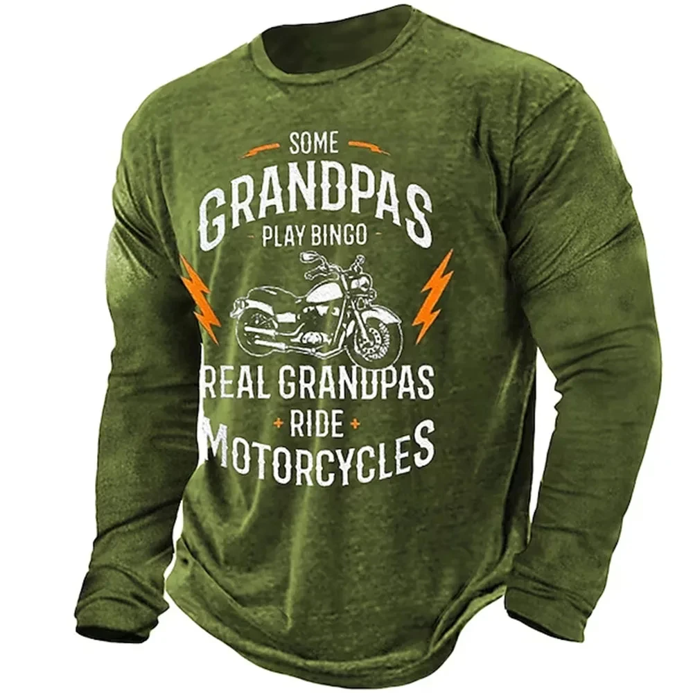 

Spring And Autumn Men's Clothing Outdoor Sports Motorcycle Series 3d Printed Long Sleeve Pattern T-Shirt Round Neck T-Shirt Top