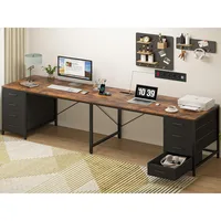 110" 2 Person Desk with 8 Drawers, Large Writing Home Office Desks with Outlets, I Shaped Workstation Double Desk Drawer 1