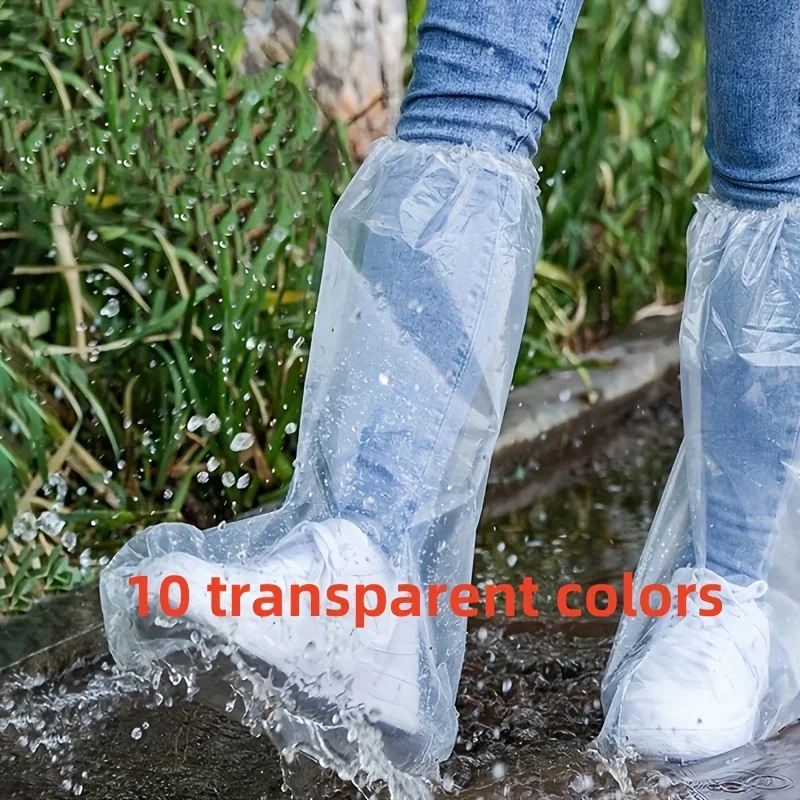 Shoe Covers 10/20/30pcs Rainy Disposable Transparent Plastic Outdoor Thick Wear-resistant Waterproof