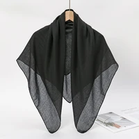 90*90cm Thin Soft Square Scarves for Women Simplicity Solid Color Cotton Linen Headscarf Muslim Female's Hijabs Bag Accessories 2