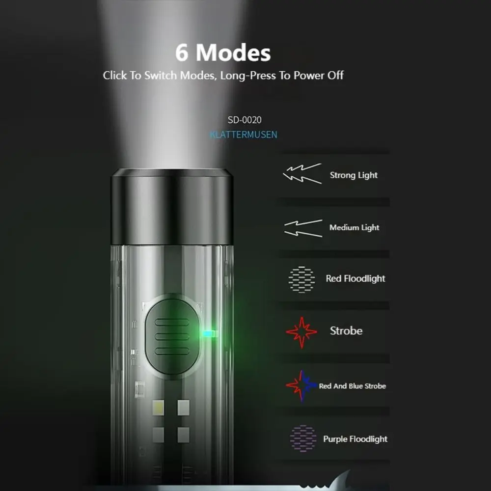 Portable Mini Keychain Flashlight 80 Lumen UV/Red Light Pocket LED Flashlight with Buckle with 6 Modes Small Outdoor led flashlight mini flashlight led flashlights mini led flashlight