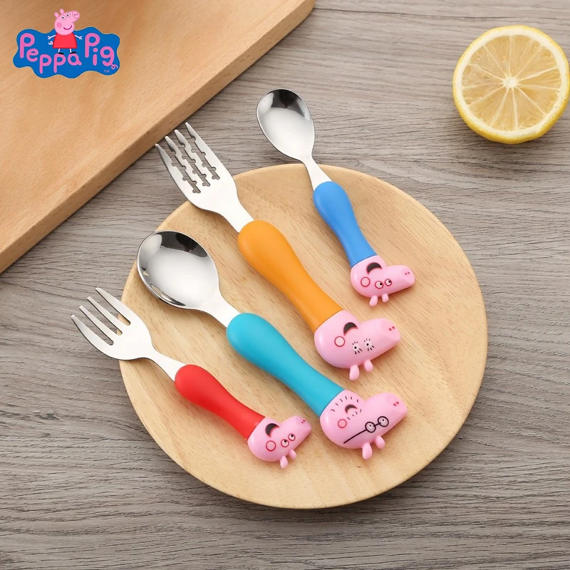 Peppa Pig My First Fork & Spoon Set - Assorted Colors, Toddler Utensils For Learning To Eat
