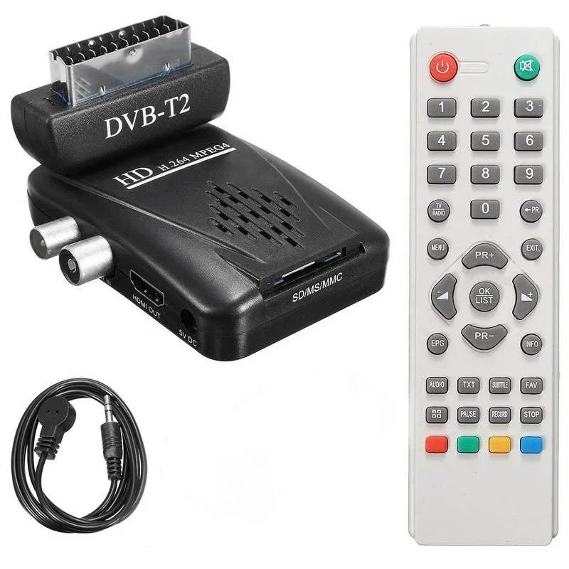Dvb C Receiver Mit 2 Scart Anschlüssen HD-Scart-DVB-T-DVB-T2-Terrestrial-Receiver-Digital-TV-Tuner-Decoder
