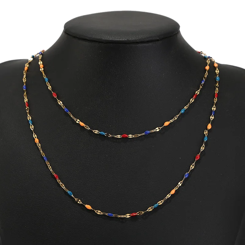 Catena Per Gioielli In Acciaio Inossidabile Placcato Oro: 2 Metri Con Anelli E Moschettoni, Fai Da Te, Smaltata Colorata - 2