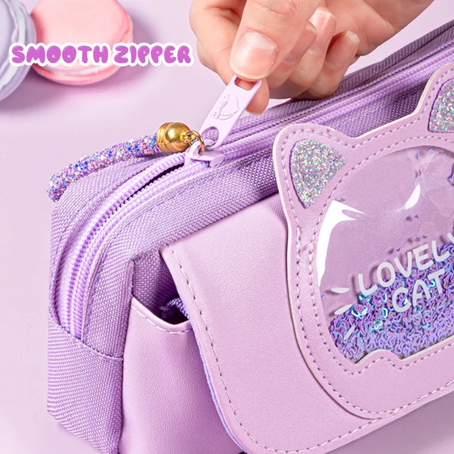 Astuccio per matite Kawaii Quicksand Astuccio per penne multifunzionale di grande capacità Borsa portaoggetti carina Forniture per ufficio scolastico di cancelleria 4