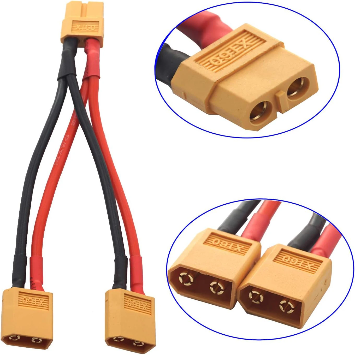 Conector XT60 Batería Litio 14AWG Cable Alta Temperatura 50cm OliYin XT-60 / XT60 Series / Conector De Batería Serie Con Cable De 14 AWG De 10 Cm Para Turnigy (paquete De 2
